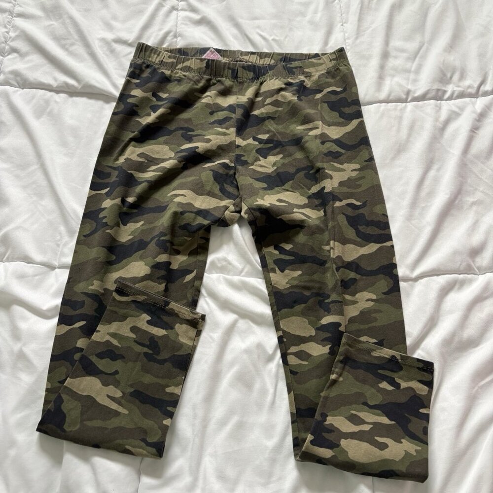 Womens Size Large Leggings Pants Green Camo Activewear Yoga Training Outdoor